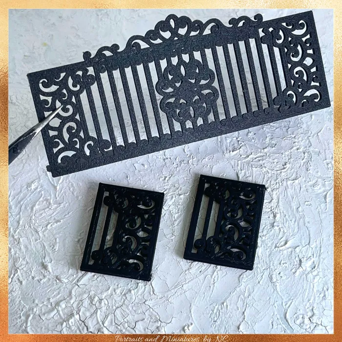 Earrings Portraits by NC Dollhouse Miniature Faux Balcony 112 Scale Wrought Iron Architectural Element Earrings Portraits by NC Dollhouse Miniature Faux Balcony 112 Scale Wrought Iron Architectural Element