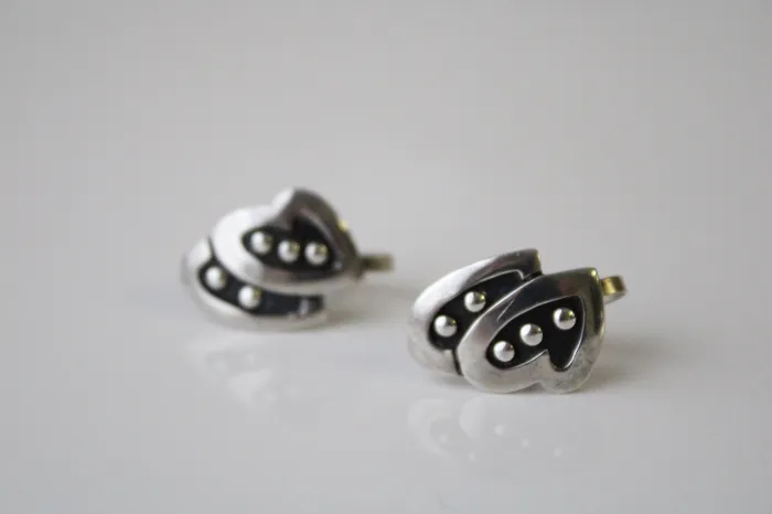 Earrings Vintage Sterling Silver Heart Screwback Earrings Jubilee Thrift