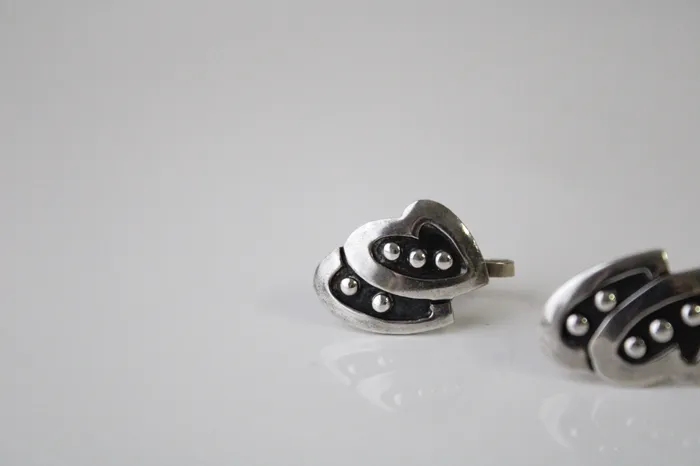 Earrings Vintage Sterling Silver Heart Screwback Earrings Jubilee Thrift