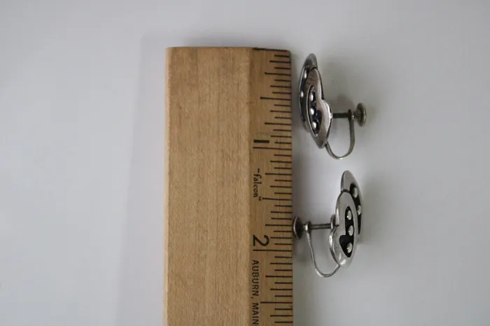 Earrings Vintage Sterling Silver Heart Screwback Earrings Jubilee Thrift