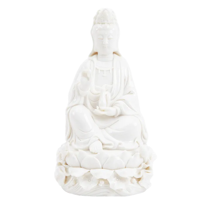 Eastern Elm Rings White Bodhisattva Kuan Yin Statue