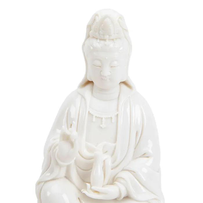 Eastern Elm Rings White Bodhisattva Kuan Yin Statue