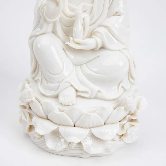 Eastern Elm Rings White Bodhisattva Kuan Yin Statue