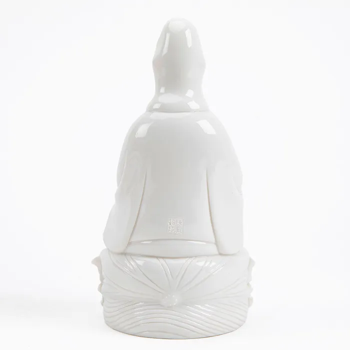Eastern Elm Rings White Bodhisattva Kuan Yin Statue