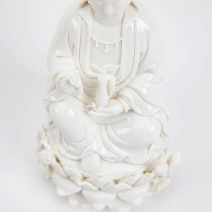 Eastern Elm Rings White Bodhisattva Kuan Yin Statue