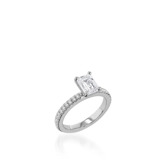Essence Emerald Cut White Gold Engagement Ring John Atencio Rings