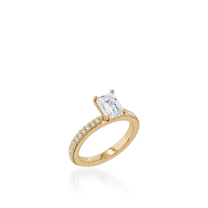 Essence Emerald Cut White Gold Engagement Ring John Atencio Rings