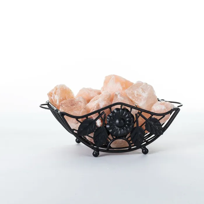 Floral Metal Salt Rock Bowl Salt Lamp Rings