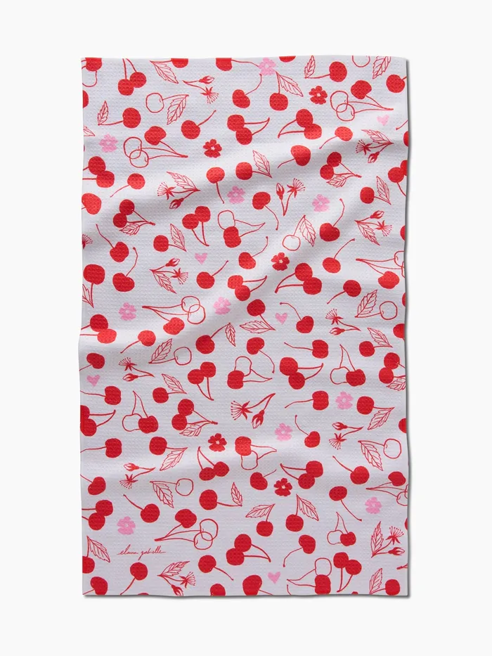 Geometry Rings Geometry Cute Cherry Tea Towel