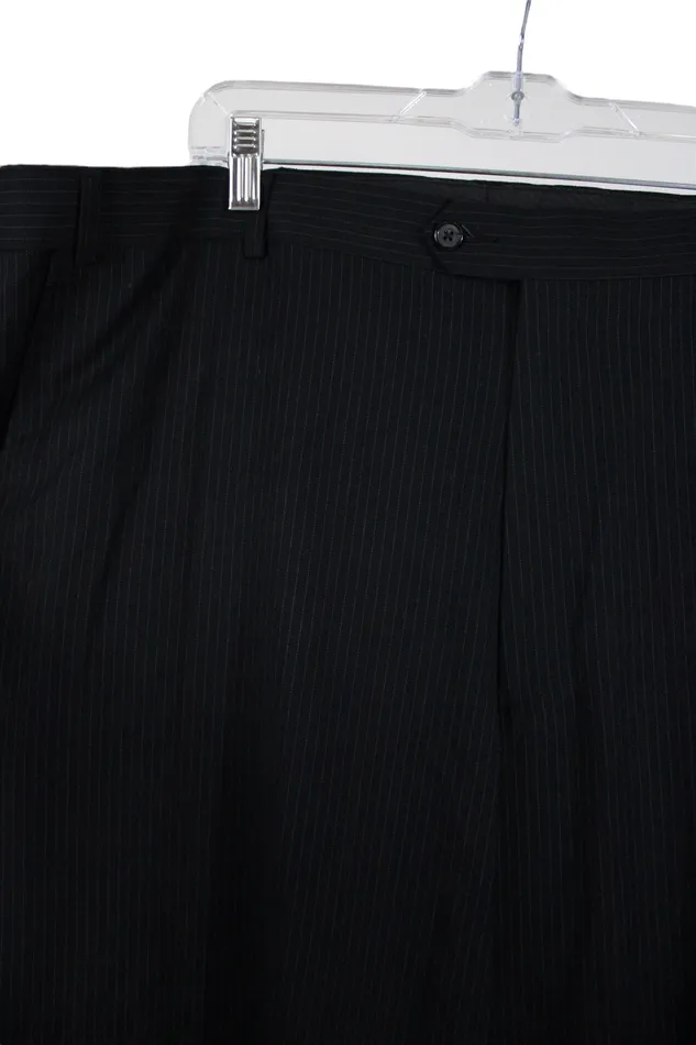 George Black Blue Pinstripe Pant 44X30 George Rings