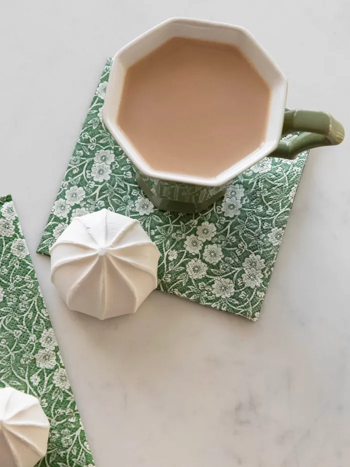 Green Calico Hester Cook Cocktail Napkins Hester Cook Rings