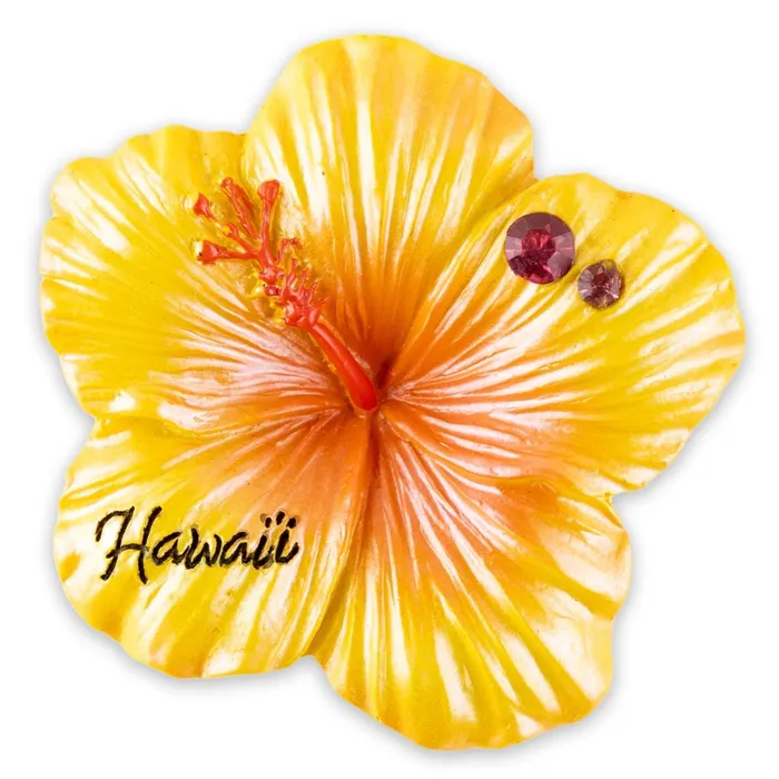 HandPainted Hibiscus Refrigerator Magnet Yellow MADDENCORP Earrings
