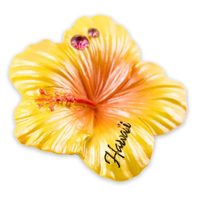 HandPainted Hibiscus Refrigerator Magnet Yellow MADDENCORP Earrings