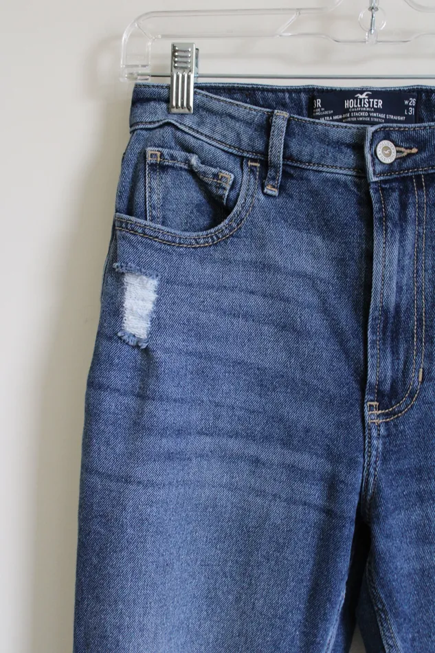 Hollister Hollister Ultra High Rise Stacked Vintage Straight Jeans 3R Earrings