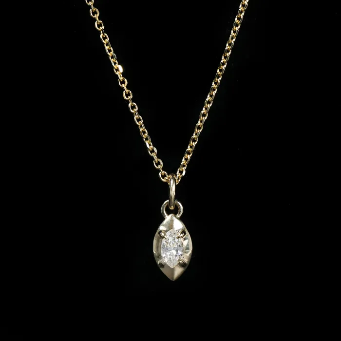 Immaculate Jewelry Necklaces 14K Yellow Gold 013 Carat Marquise Cut Diamond CharmPendant Immaculate Jewelry Necklaces 14K Yellow Gold 013 Carat Marquise Cut Diamond CharmPendant