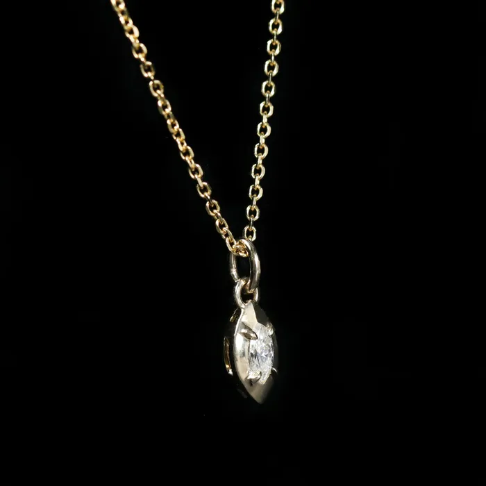 Immaculate Jewelry Necklaces 14K Yellow Gold 013 Carat Marquise Cut Diamond CharmPendant