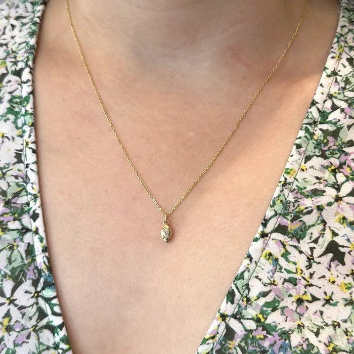 Immaculate Jewelry Necklaces 14K Yellow Gold 013 Carat Marquise Cut Diamond CharmPendant