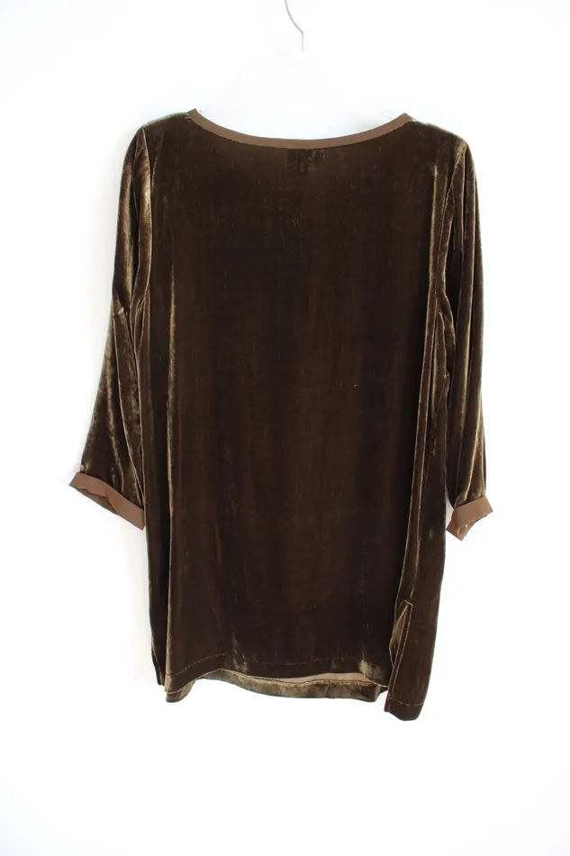 JJill Earrings NEW JJill Silk Blend Deep Olive Green Velvet Tunic Top S