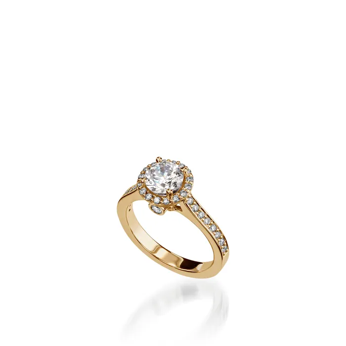 John Atencio Rings Satin Round Yellow Gold Engagement Ring