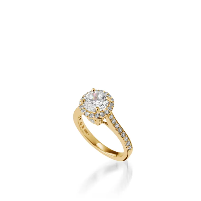 John Atencio Rings Satin Round Yellow Gold Engagement Ring