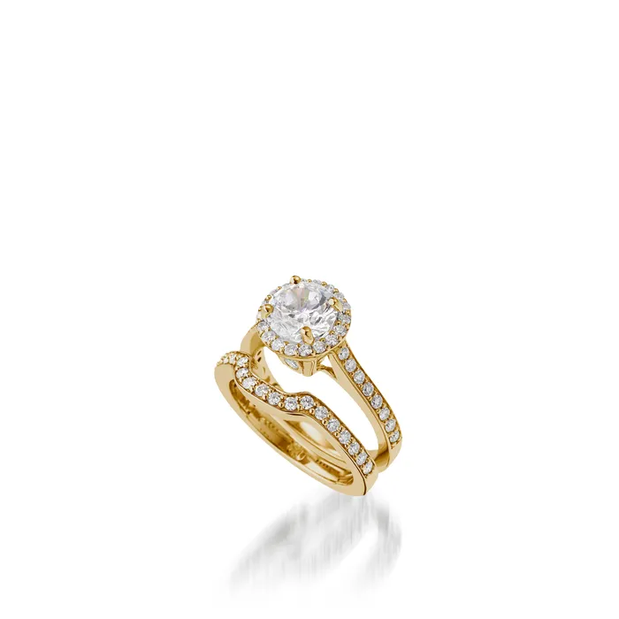 John Atencio Rings Satin Round Yellow Gold Engagement Ring