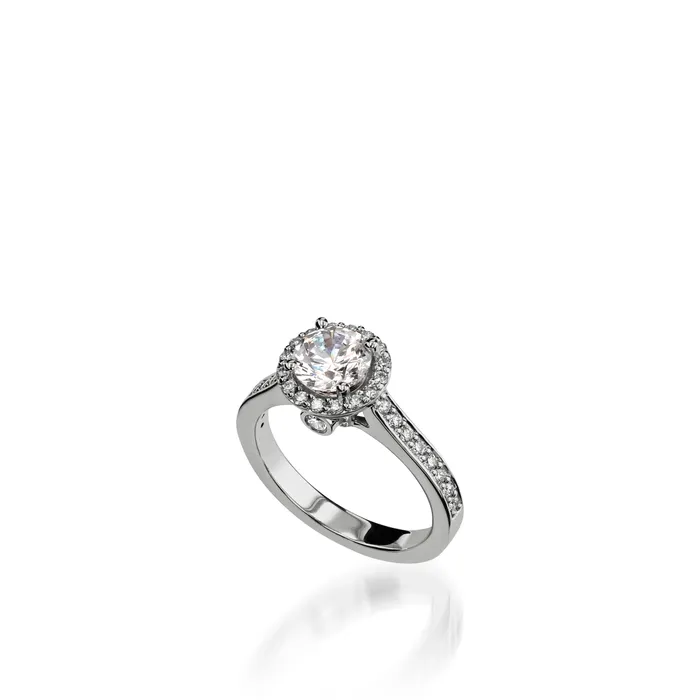 John Atencio Rings Satin Round Yellow Gold Engagement Ring