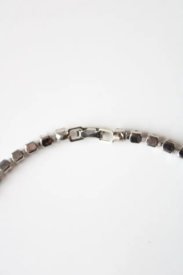 Jubilee Thrift Necklaces Vintage Blue Rhinestone Swag Choker Necklace
