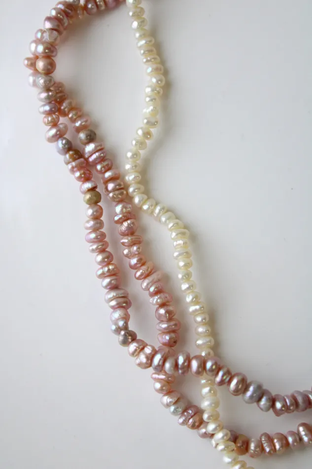 Jubilee Thrift Pink White Baroque Genuine Pearl Layered Necklace Necklaces