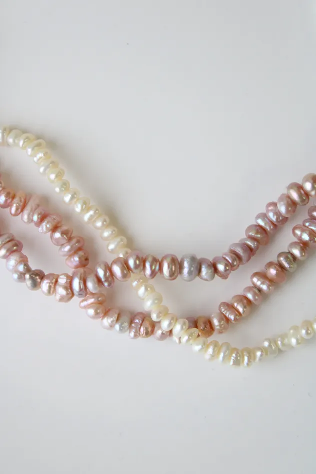 Jubilee Thrift Pink White Baroque Genuine Pearl Layered Necklace Necklaces