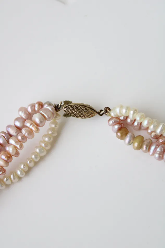 Jubilee Thrift Pink White Baroque Genuine Pearl Layered Necklace Necklaces