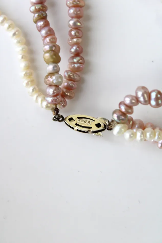 Jubilee Thrift Pink White Baroque Genuine Pearl Layered Necklace Necklaces