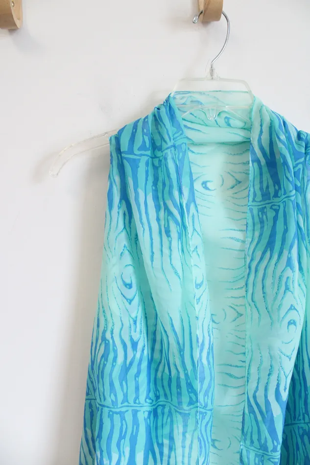 Jubilee Thrift Rings Blue Green Patterned Sleeveless Cardigan SM