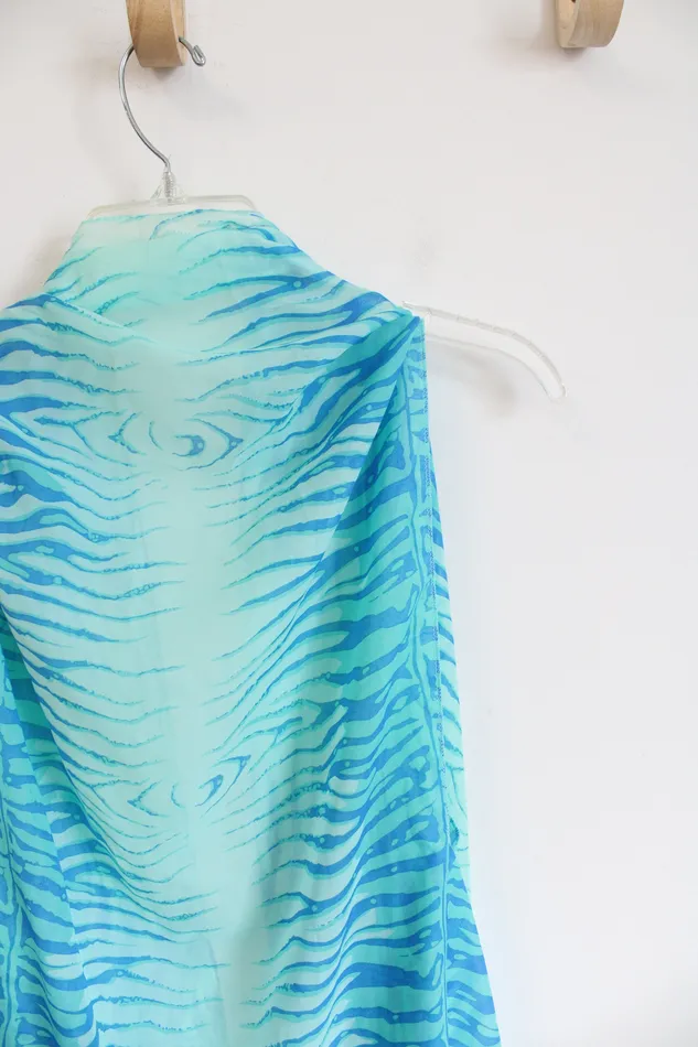 Jubilee Thrift Rings Blue Green Patterned Sleeveless Cardigan SM