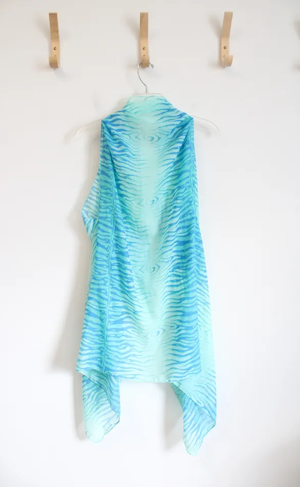 Jubilee Thrift Rings Blue Green Patterned Sleeveless Cardigan SM