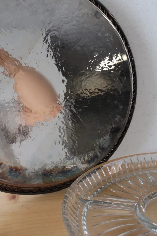 Jubilee Thrift Rings Etched Silver Charger Plate Clear Glass Divided Platter Insert Set