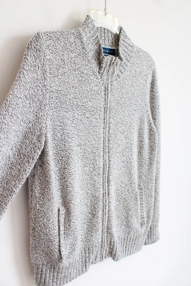 Karen Scott Rings Karen Scott White Black ZipUp Sweater S