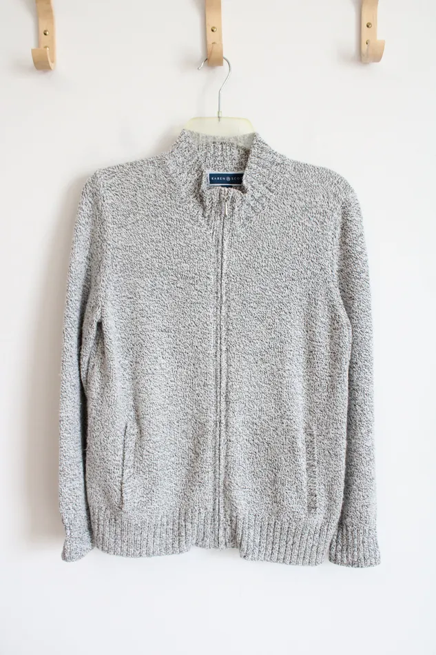 Karen Scott Rings Karen Scott White Black ZipUp Sweater S