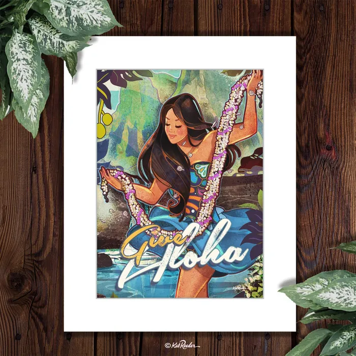 KATREEDER Earrings Give Aloha Matted Print by Kat Reeder 11 x 14