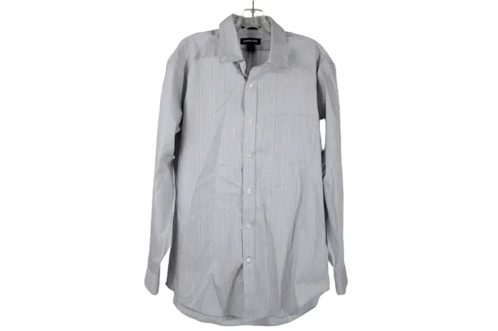 Lands End Lands End Tailored Fit Blue Gray Plaid Button Down 16 12 34 Rings