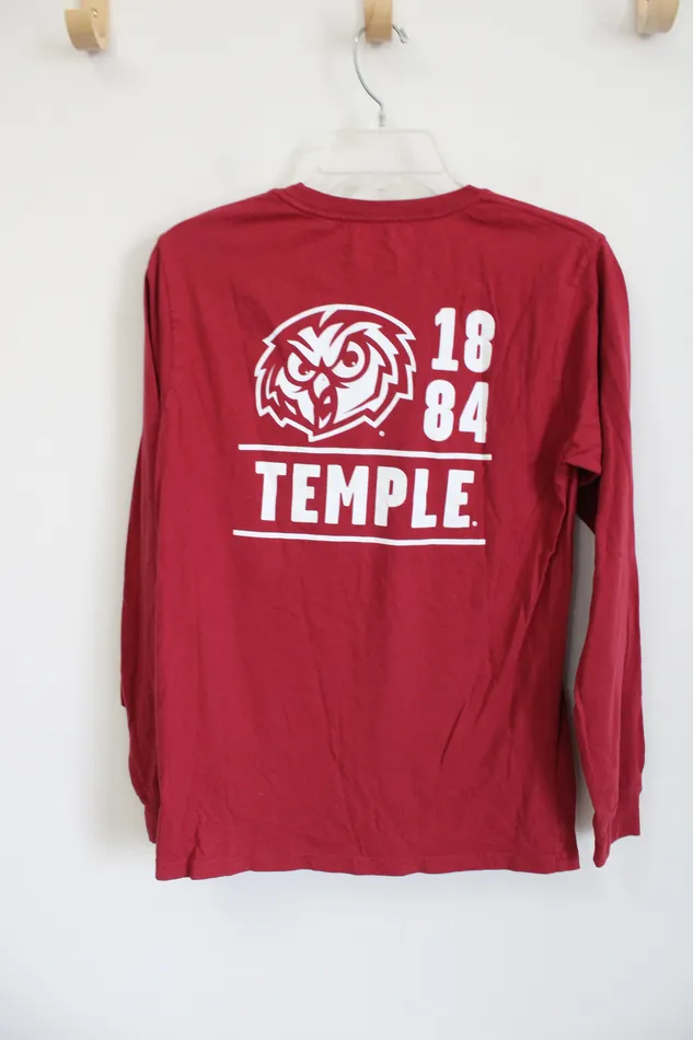 League Kids Earrings Temple League Kids Red Long Sleeved Pocket shirt Youth XL 1416