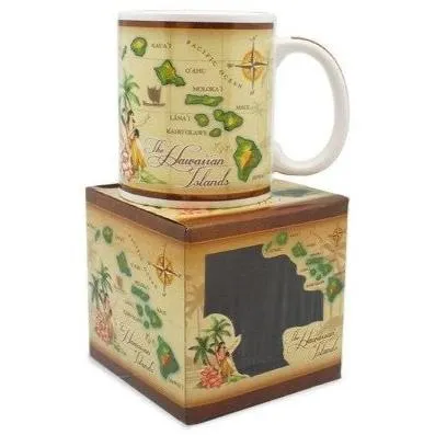 MADDENCORP Vintage Hawaiian Islands Map Mug 10 oz Earrings