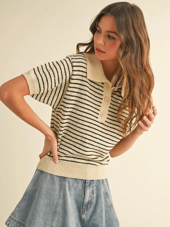 Miou Muse Earrings Yoana Short Sleeve Sweater