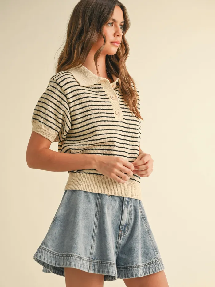 Miou Muse Earrings Yoana Short Sleeve Sweater