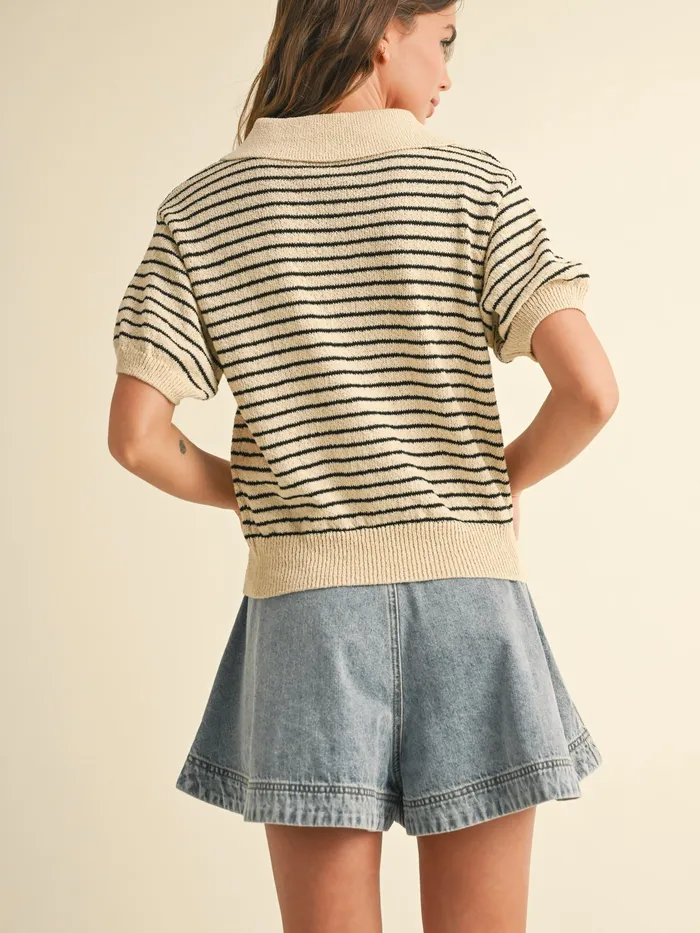 Miou Muse Earrings Yoana Short Sleeve Sweater