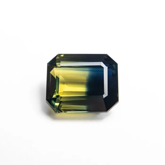 Misfit Gems Rings Parti BlueYellow Step Cut Sapphire 199ct Cut Corner Rectangle