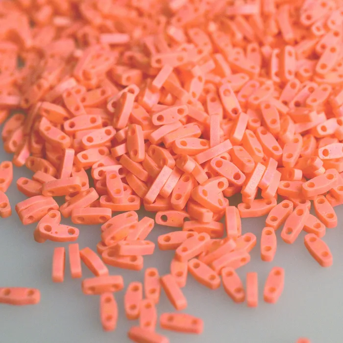 Miyuki Quarter Tila Beads 0406FR Opaque Orange Matted AB Peppy Beads Earrings