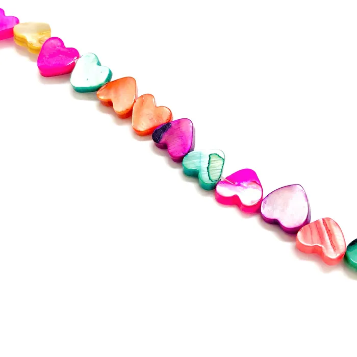 Mother Of Pearl Colored Heart 8mm Beads Holes Through Side 44 Beads Strand Peppy Beads Necklaces Mother Of Pearl Colored Heart 8mm Beads Holes Through Side 44 Beads Strand Peppy Beads Necklaces