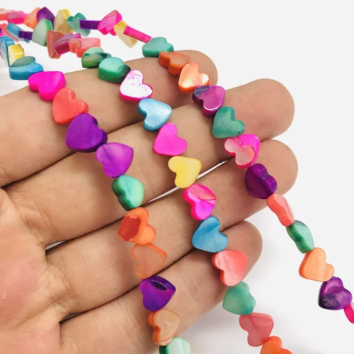 Mother Of Pearl Colored Heart 8mm Beads Holes Through Side 44 Beads Strand Peppy Beads Necklaces Mother Of Pearl Colored Heart 8mm Beads Holes Through Side 44 Beads Strand Peppy Beads Necklaces