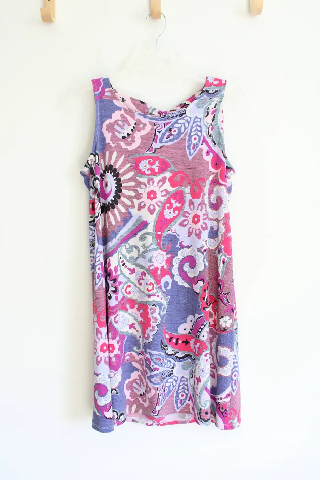 MSK Rings MSK Pink Purple Floral Patterned Dress M Petite