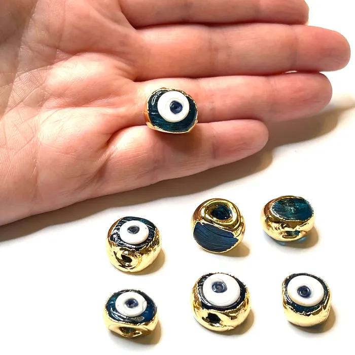 Necklaces 24Kt Gold Plated Hand Made Evil Eye Beads Hand Made Evil Eye Beads Teal Peppy Beads Necklaces 24Kt Gold Plated Hand Made Evil Eye Beads Hand Made Evil Eye Beads Teal Peppy Beads